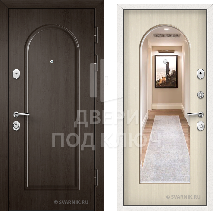 Входная дверь с зеркалом для коттеджа ДПК-10396