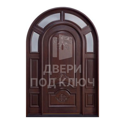 Однопольная арочная премиум-входная дверь со стеклянной вставкой для квартиры ДПК-12755