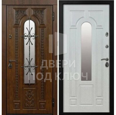 Однопольный премиум дверной входной блок с остеклением и элементами ковки ДПК-11622